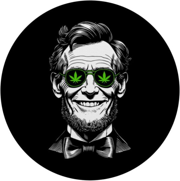 Weed Abraham Lincoln Funny 4th Of July 420 Stoner Marijuana PopSockets Standard PopGrip - Image 3
