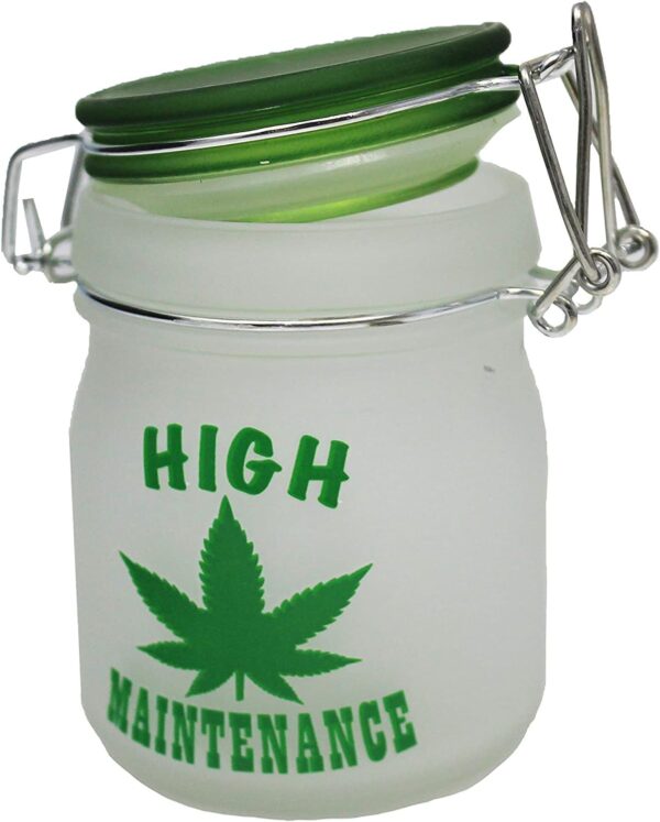 Airtight Glass Storage Jar Medium 3.75" Tall (Frosted Hi Maintenance) - Image 2