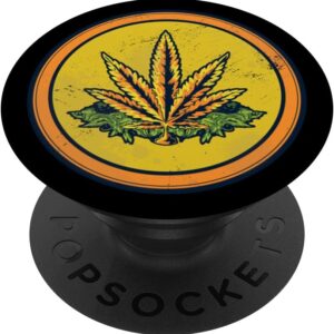 Retro Weed Smoking Cannabis Vintage 420 Pot Smoking Shirt PopSockets Swappable PopGrip