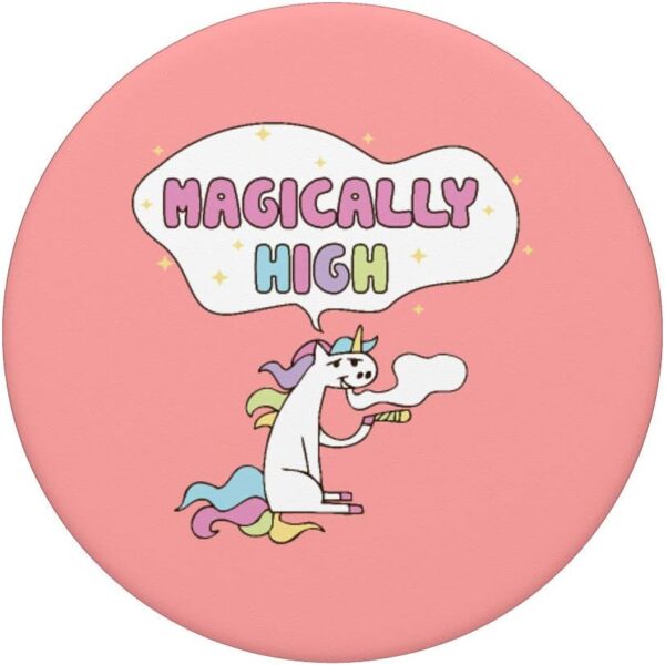 Magically High Unicorn Smoke Weed Cannabis Marijuana Stoner PopSockets Swappable PopGrip - Image 3