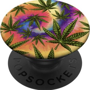 Marijuana Ganja Hemp Cannabis Weed Tie dye Pattern Smoking PopSockets Swappable PopGrip