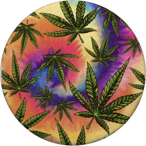 Marijuana Ganja Hemp Cannabis Weed Tie dye Pattern Smoking PopSockets Swappable PopGrip - Image 3