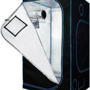 Hydroponic Mylar Water-Resister Grow Tent Reflective Garden Growing Dark Room with Observation Window, Removable Floor Tray and Tool Bag for Indoor Plant Growing (48"x48"x80")