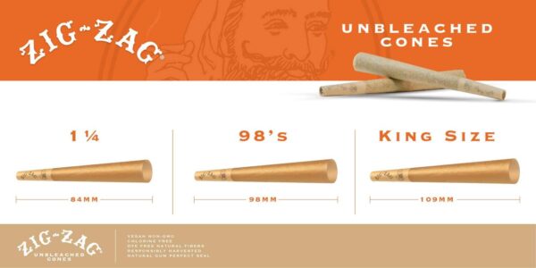 ZIG-ZAG Pre Rolled Cones - King Size, Natural Unbleached - Bulk Pack of 50 - Easy & Convenient - Prerolled - Image 2
