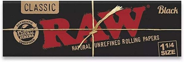 RAW Classic 1 1/4 Size Natural Unrefined Ultra Thin 79mm Rolling Papers, Black, 24 Count - Image 5