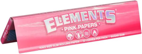 50pc Display - Elements Pink Rolling Papers - King Size Slim - Image 2