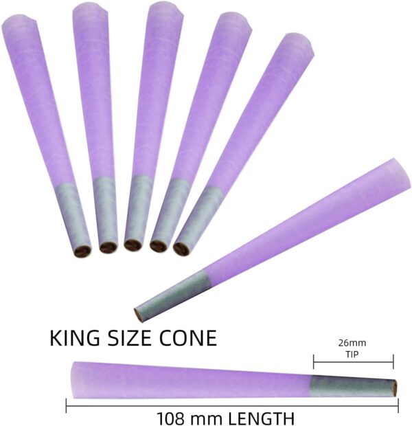 Purple Pre Rolled Cones | Classic King Size Cones |100 Pack（4.2inches/108mm）| Pre-Rolled Cones | Pre Rolls | Rolling Papers Cones | Rolling Paper with Tips | Purple rolling paper|