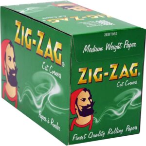 Zig Zag Green Box of 100 Rolling Paper Books