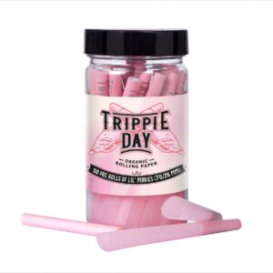 Trippie Day Lil' Pinkies | 50 Pack | Single size Pre rolled cones (70/26mm) | Vegan & Non GMO | No chemical colors used | Puff Puff Puff