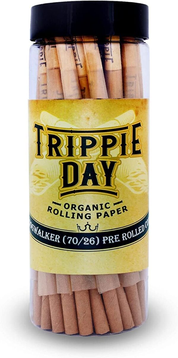 Trippie Day Single Size Dogwalker Pre Rolled Cones | 75 Pack | Classic Pre Rolled papers with tips | Includes Packing Sticks | (70/26 mm)