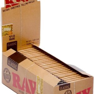 Raw Classic 1 1/2 Size Rolling Paper, 33 Count (Pack of 25)