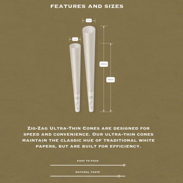 Zig-Zag Ultra Thin Pre Rolled Cones, King Size, Bulk Pack of 800, Easy to Fill, Prerolled - Image 2