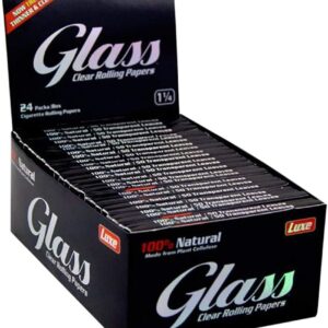 Glass Clear Rolling Papers 1 1/4 - Full Box - 24 Booklets - 50 Papers per booklet, 100% Natural