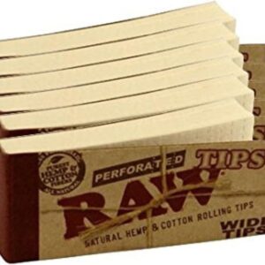 Raw Rolling Papers Perforated Wide Cotton Filter Tips 6 Pack = 300 Tips