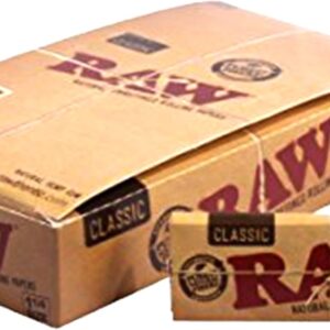 Raw Unrefined Classic 1.25 1 1/4 Size Cigarette Rolling Papers Full Box of 24 Pack