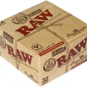 RAW CONNOISSEUR size King SIze Unrefined ORGANIC Hemp Rolling papers + TIPS - 1 Box