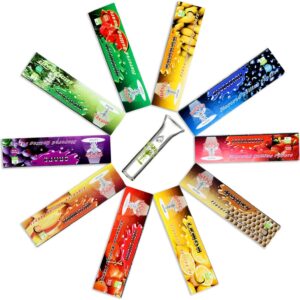 Flavored Rolling Papers With Glass Filters, Mix Fruit Flavoured King Size Cigarette Paper, 320 PCS Unbleached and Juicy Rolling Papers (10 Juicy Fruit Flavors)