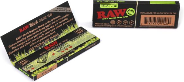 1 box - RAW Black Organic size 1 1/4 (78mm) rolling paper - 1200 papers - Image 5