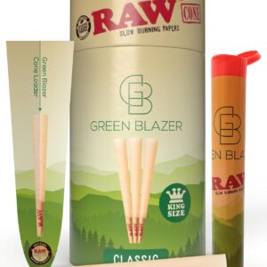 Raw Cones King Size Classic: 100 Pack - Patented Slow Burning Cones Rolling Papers & Tips - All Natural Raw Paper