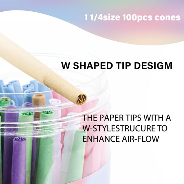 100 PACK Colorful Pre Rolled Cones| King Size Rolling Paper Cone with Loader and Packing Sticks - Image 7
