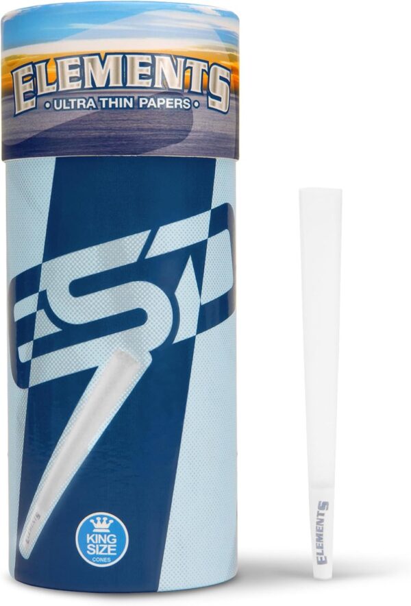 Elements Cones King Size | 50 Pack | Natural Pre Rolled Rice Rolling Paper with Tips and Packing Sticks Included