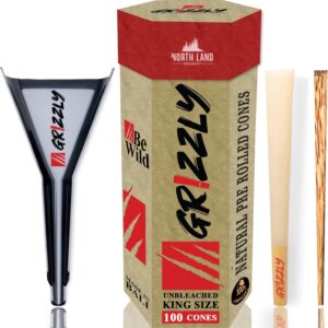 NLP Pre Rolled Cones | King Size Cones | 100 Pack | Organic Cones | Natural Rolling Paper with Tips Pre-Rolled Rolls Papers prerolled cone papers, King Size 109mm