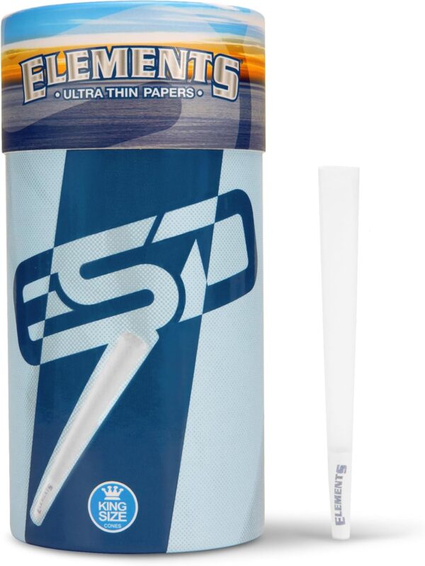 Elements Ultra Thin Rolling Paper Cones King Size | 100 Pack | Pre Rolled with Tips and Packing Tubes Included