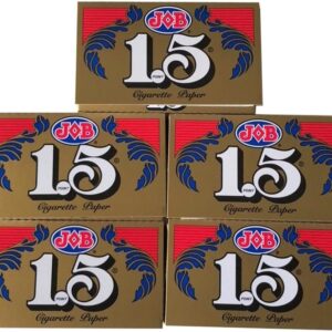 1.5 JOB Rolling Papers, 5 Pack Bundle, 120 Paper Leaves Total