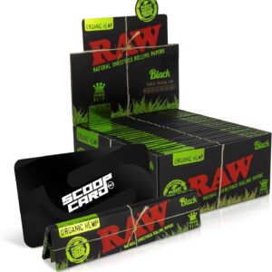 RAW Black King Size Rolling Paper | 50 Packs | 32 Sheets Per Pack of Organic King Sized Black Series Rolling Paper Double Pressed
