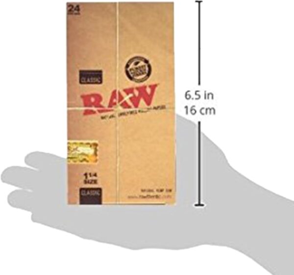 Raw Unrefined Classic 1.25 1 1/4 Size Cigarette Rolling Papers Full Box of 24 Pack - Image 2