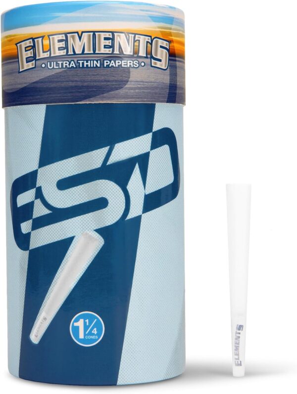 RAW - Elements Ultra Thin Rolling Paper Cones 1 1/4 | 100 Pack | Pre Rolled with Tips and Packing Tubes Included