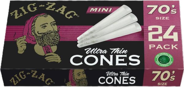 Zig-Zag 70mm Ultra Thin Pre Rolled Cones - 24 Pack Box | Premium Quality | Slow Burn | Easy to Fill | Versatile Rolling Papers | 24 Rolling Papers