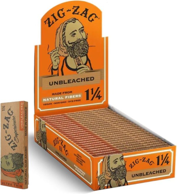 ZIG-ZAG Rolling Papers 1¼ Unbleached (24 Booklets) - 32 Sheets Each