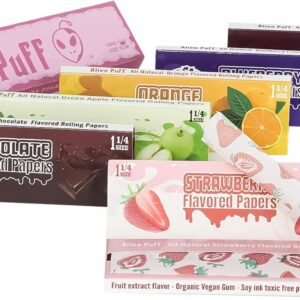 Flavor Rolling Papers, 1 1/4 Size Mixed Ultra Thin Rolling Paper, Individual Sealing Bag Strong Smell, Fruit Attraction Fragrance(7 Packs)