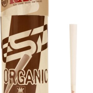 RAW Cones Organic King Size | 50 Pack | Pre Rolled Rolling Paper with Tips & Packing Tubes Included