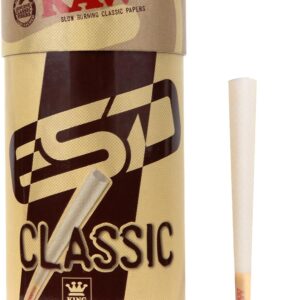 RAW Cones Classic King Size - 100 Pack - Slow Burning Pre Rolled Paper with Tips and Packing Tubes Included