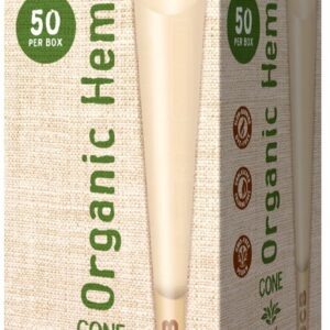 OCB Organic Hemp Unbleached Pre-Rolled Rolling Paper Cones 1-1/4 (84mm) Size - 50 Cones