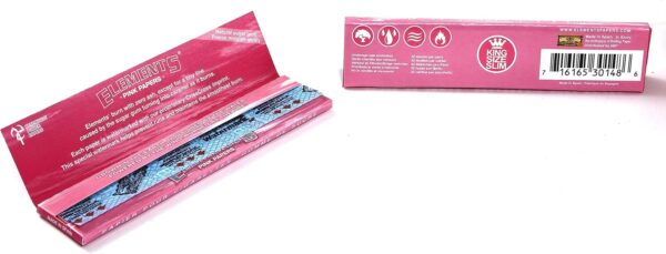 Elements Ultra thin King Size Slim PINK rolling paper - 5 booklets / 160 papers - Image 3