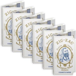ZIG-ZAG Rolling Papers - Original White 70 mm Paper - Natural Gum Arabic - Thin Glue Sealing Line - 6 Booklets with 32 Papers per Booklet,32 Count (Pack of 6)