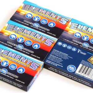 ELEMENTS 300 Ultra Thin Rice Rolling Paper 1.25 1 1/4 Size, 5 Pack = 1500 Leaves