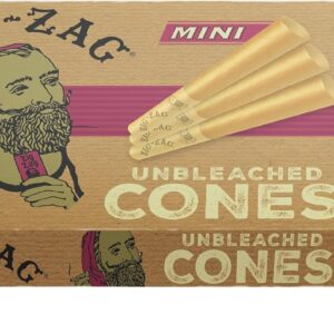 Zig-Zag Unbleached Pre Rolled Cones - 70mm, 24 Pack Box & Bulk Carton (288 Cones) | Premium Quality, Slow Burn, Easy Fill | prerolled