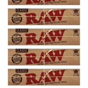 RAW Classic Cigarette Papers King Size Slim 5 Pack with ARC Saver