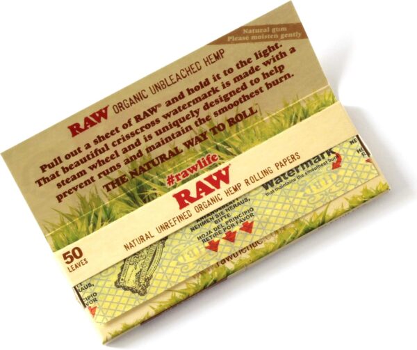 RAW Unrefined Organic 1.25 1 1/4 Size Cigarette Rolling Papers Full Box of 24 Packs, Yellow, 50 Count (Pack of 24) - Image 3