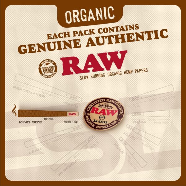 RAW Cones Organic King Size - 100 Pack - Slow Burning Pre Rolled Cones with Tips Included - Image 5