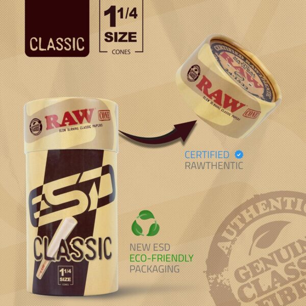 RAW Cones Classic 1-1/4 Size - 50 Pack - Slow Burning Pre Rolled Cones made of Paper with Tips & Packing Tubes Included - Image 4