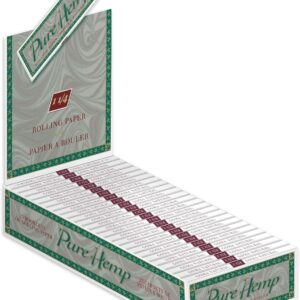 Pure Hemp Rolling Paper - Medium / 1/4" / 78mm Size Cigarette Paper - Full Display Box of 25 Booklets (50 Leaves Per Book!)