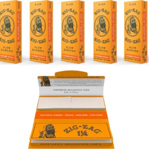 ZIG-ZAG Rolling Papers Combo - French Orange 1 1/4 (5 Booklets) - 32 Sheets Each & Tips