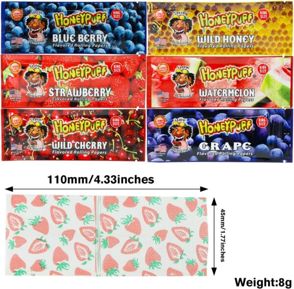 Flavored Rolling Papers, King Size Flavored Rolling Paper With 6 Kind Different Fruit, Individually Sealed Packaging (6packs-flavors) - Image 2
