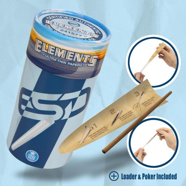 Elements Ultra Thin Rolling Paper Cones King Size | 100 Pack | Pre Rolled with Tips and Packing Tubes Included - Image 3