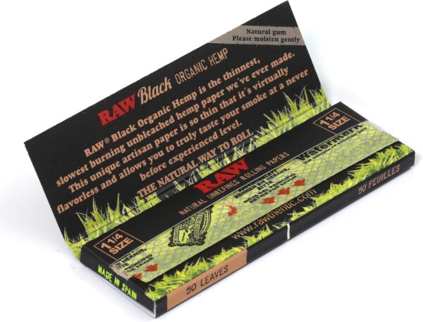 1 box - RAW Black Organic size 1 1/4 (78mm) rolling paper - 1200 papers - Image 4